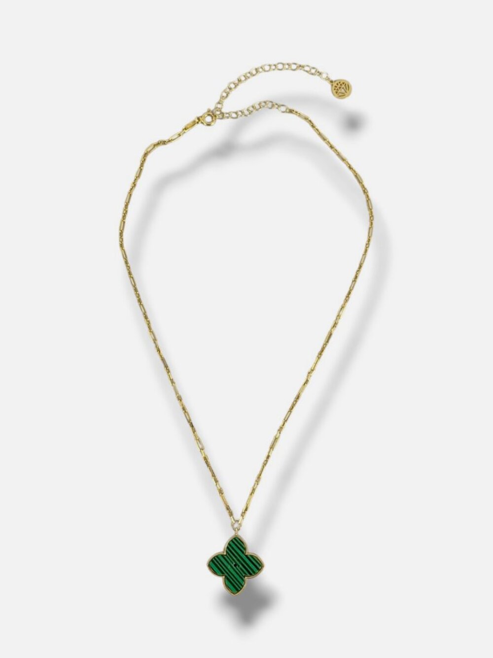 Gabi Rielle Women's 14K-Gold Plated Sterling Silver Malachite Clover Necklace